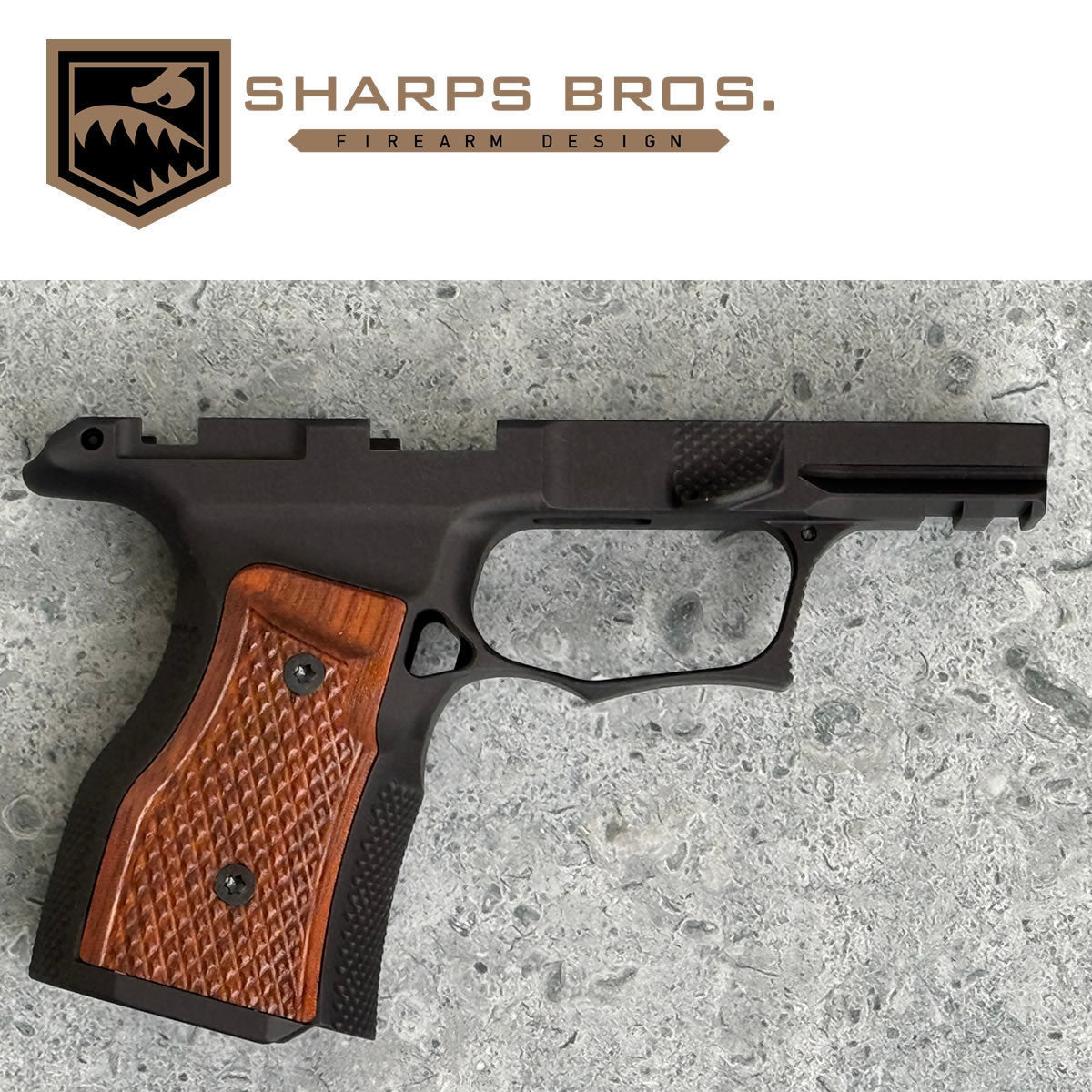 Sharps Bros P365X / P365XL Grip Module - Blacked Anodized Brazilian Cherry Grips - MANUAL SAFETY - SHARPSBGM02-G3