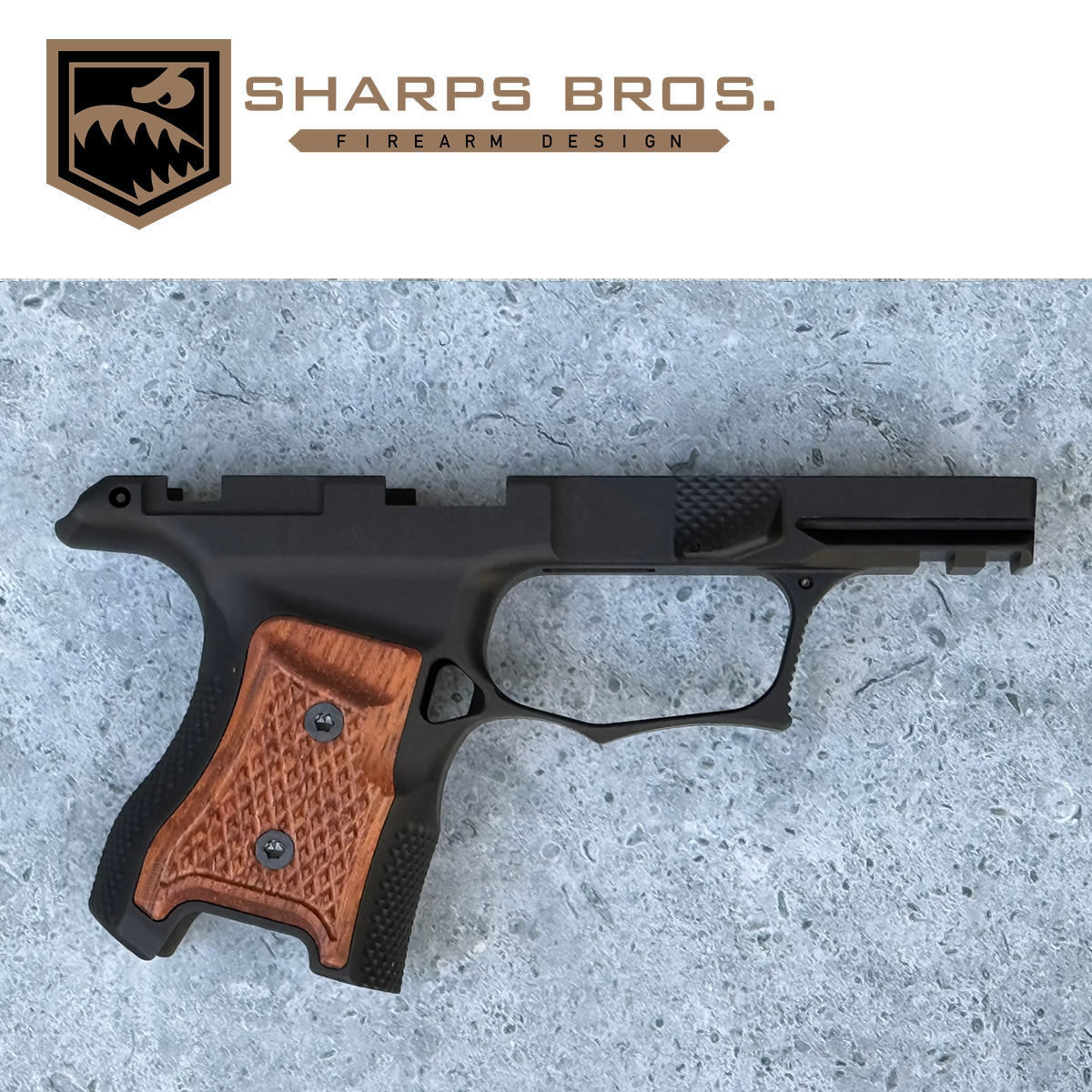 Sharps Bros P365 Grip Module - Blacked Anodized Brazilian Cherry Grips - MANUAL SAFETY - SHARPSBGM15-G3
