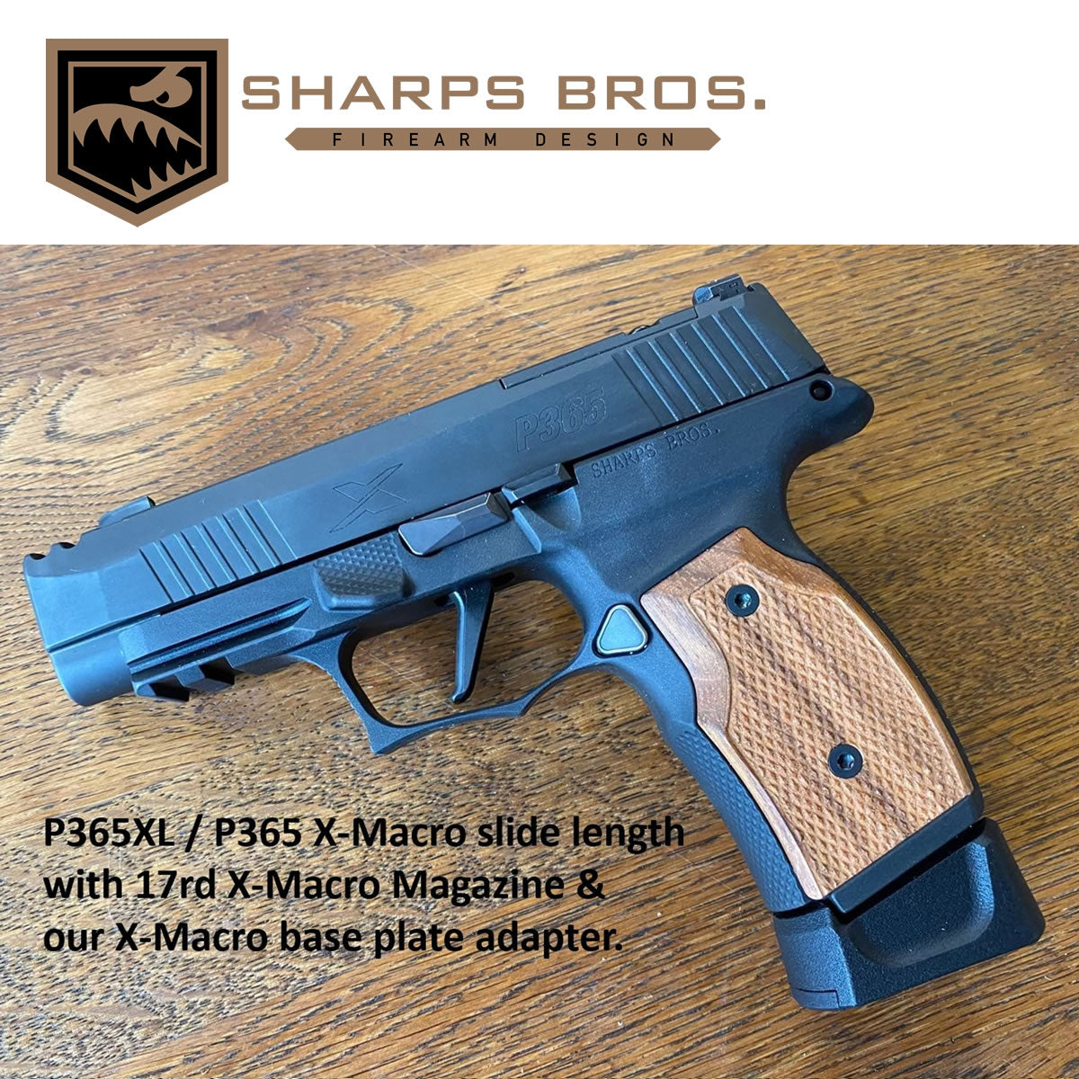 Sharps SBGM01-G2 365 Improved SIG P365X/XL Grip, Black w/ Brazilian Cherry Grips image 4