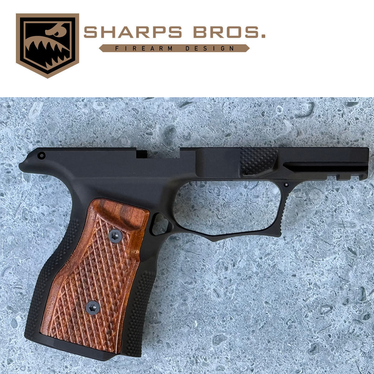 Sharps Bros P365X / P365XL Grip Module - Blacked Anodized Brazilian Cherry Grips - SHARPSBGM01-G3