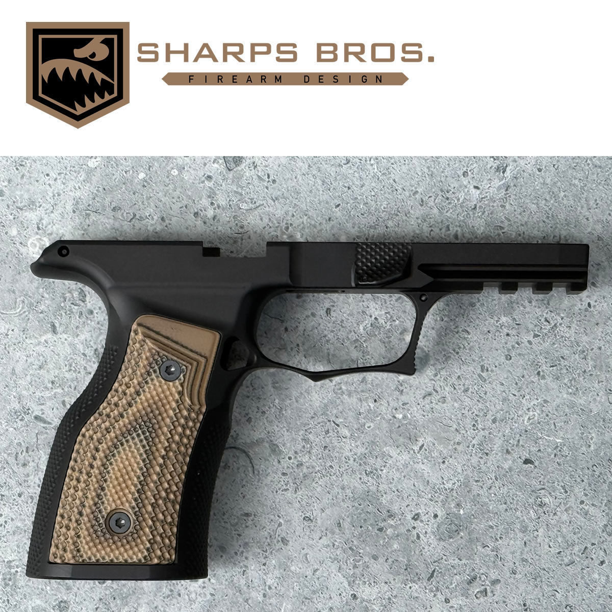 Sharps Bros P365 XMACRO Grip Module - Black W/ Hyena G10 Grips - SHARPSBGM05-G3-HY