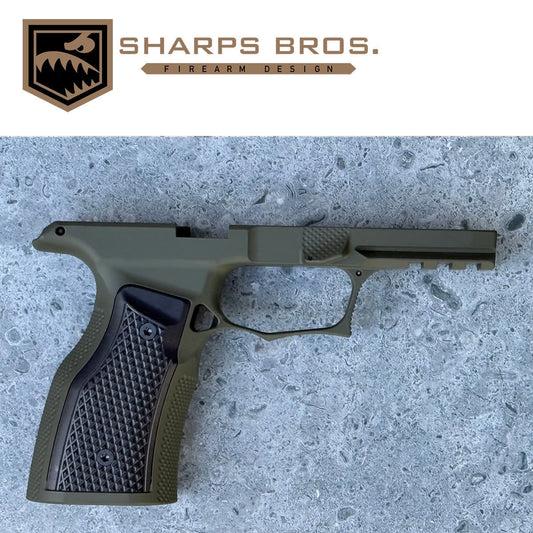 Sharps Bros P365 XMACRO Grip Module - OD Green W/ Black Aluminum Grips - SHARPSBGM05-G3-OD