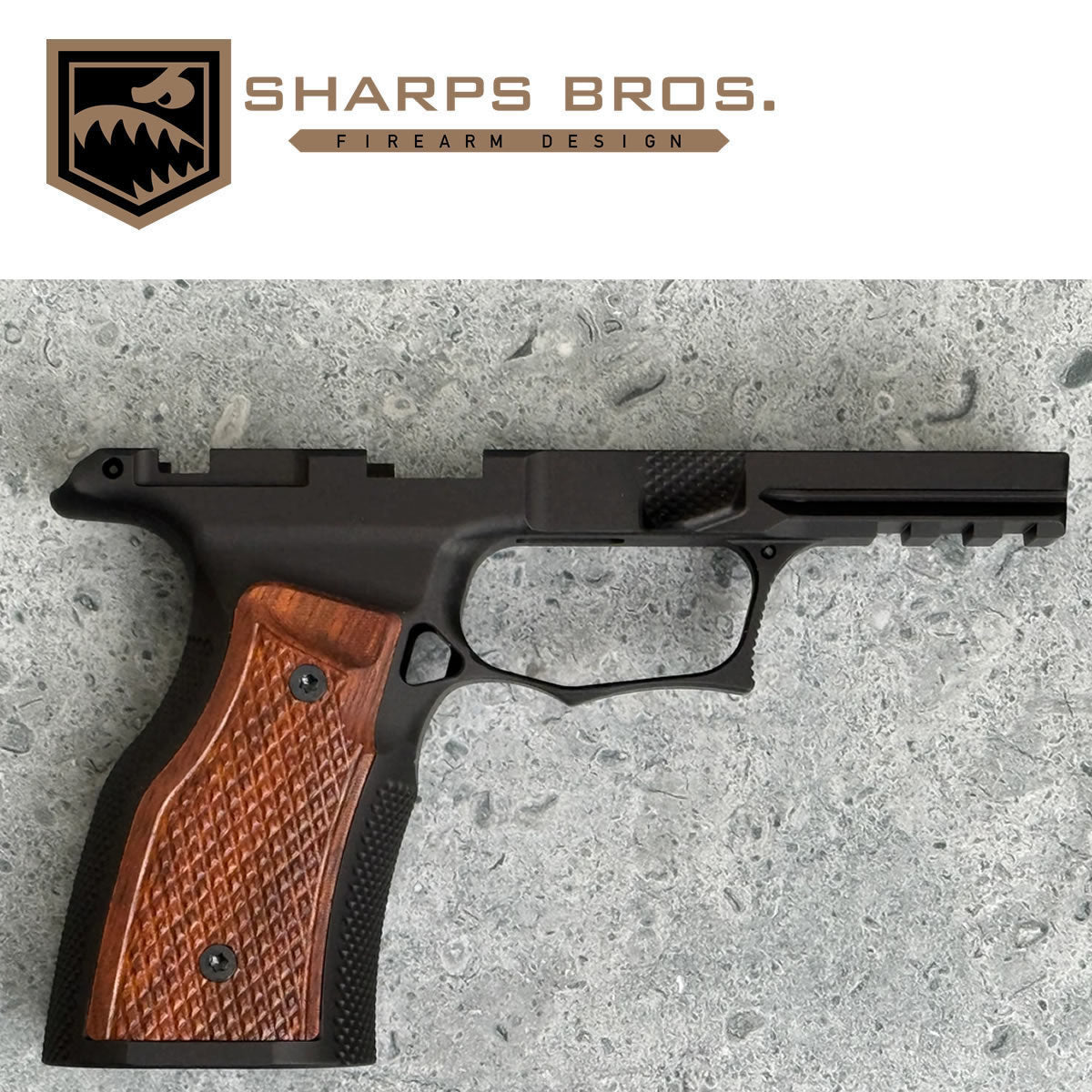 Sharps Bros P365 XMACRO Grip Module - Blacked Anodized Brazilian Cherry Grips - - MANUAL SAFETY - SHARPSBGM07-G3