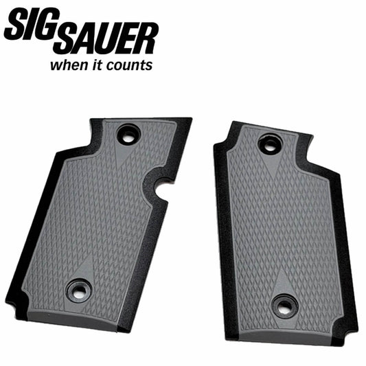 SIG Sauer GRIP SET, 938, AMBI, PLASTIC W/ RUBBER INSERT, GRAY, DOUBLE DIAMOND, SIG MARK LOGO